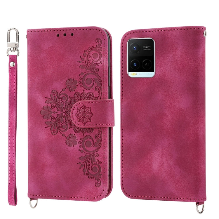 Skin-feel Flowers Embossed Wallet Leather Phone Case