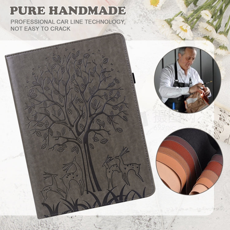 Tree & Deer Pattern Embossed Leather Tablet Case