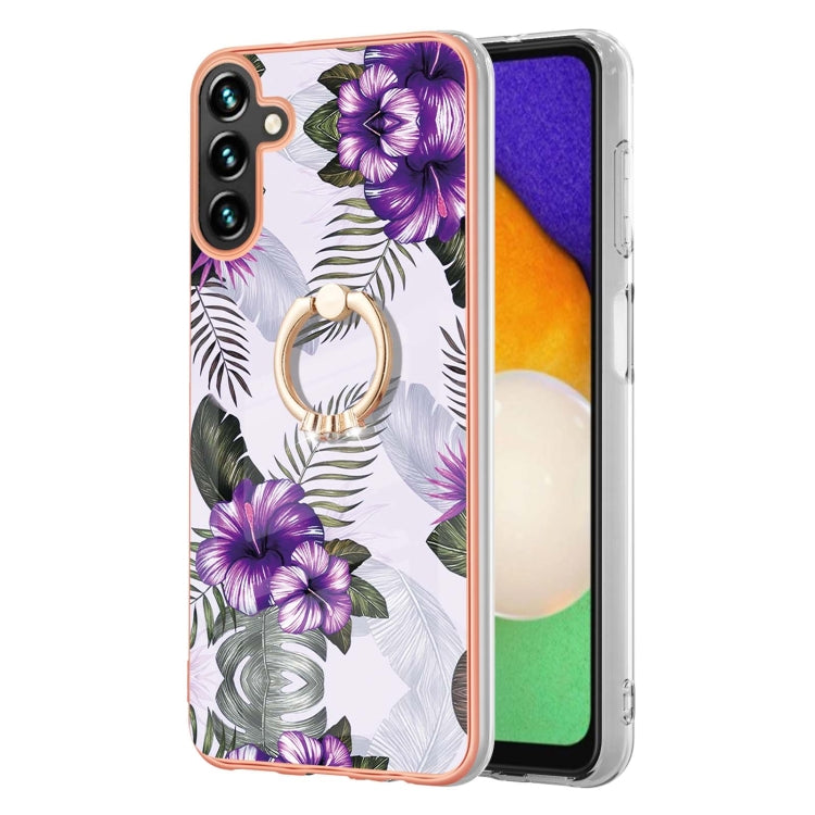 Electroplating Pattern IMD TPU Shockproof Phone Case with Ring Holder