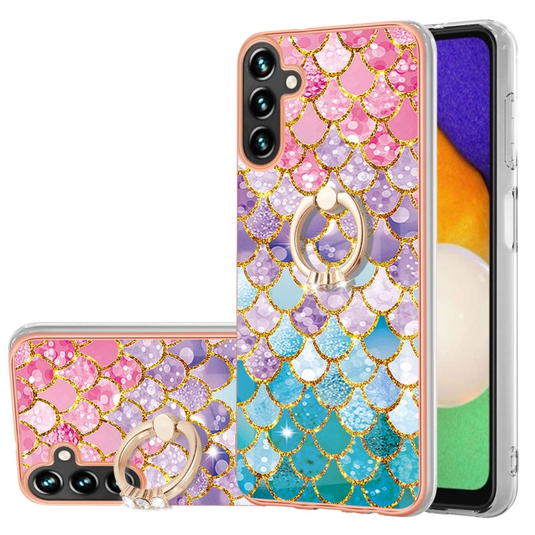 Electroplating Pattern IMD TPU Shockproof Phone Case with Ring Holder
