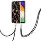 Electroplating Splicing Marble Flower IMD TPU Phone Case with Lanyard