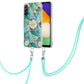 Electroplating Splicing Marble Flower IMD TPU Phone Case with Lanyard