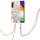 Electroplating Splicing Marble Flower IMD TPU Phone Case with Lanyard
