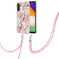 Electroplating Splicing Marble Flower IMD TPU Phone Case with Lanyard