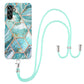 Electroplating IMD Splicing Dual-side Marble TPU Phone Case with Lanyard