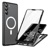 HD Full Cover Magsafe Magnetic Metal Tempered Glass Phone Case