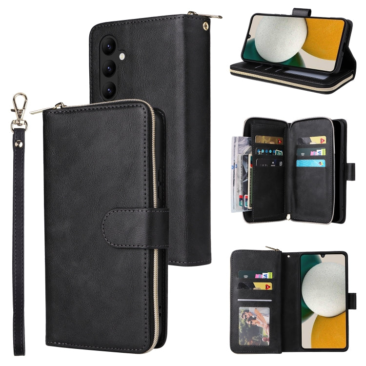 9 Card Slots Zipper Wallet Bag Leather Phone Case