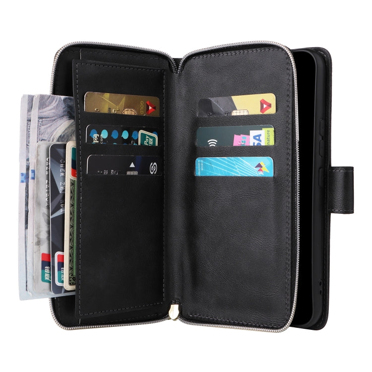 9 Card Slots Zipper Wallet Bag Leather Phone Case