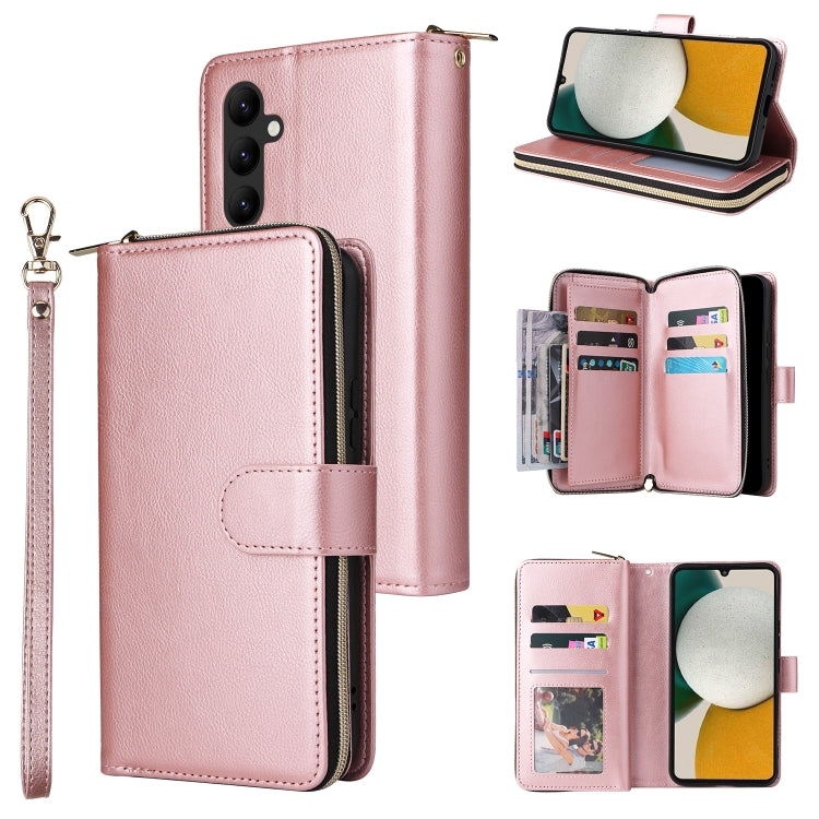 9 Card Slots Zipper Wallet Bag Leather Phone Case