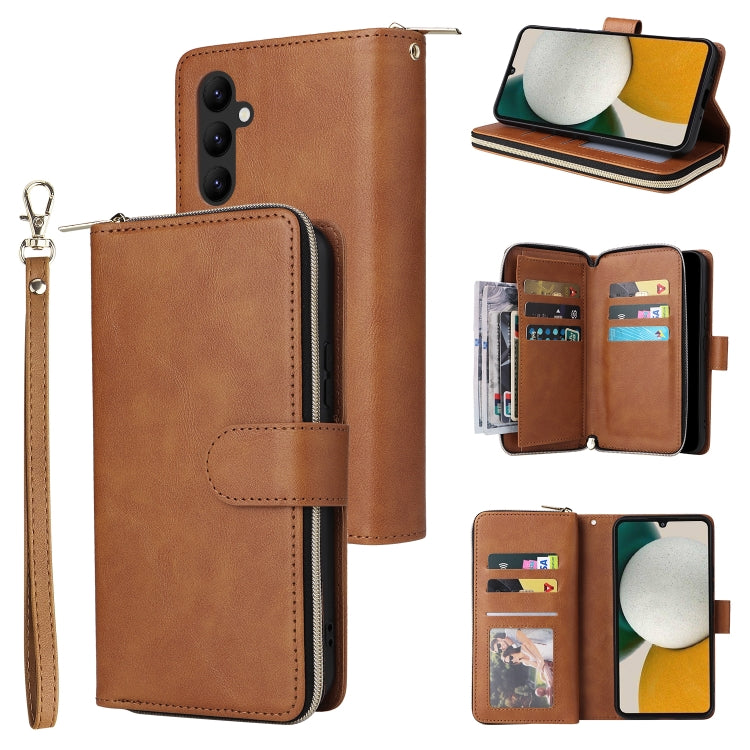 9 Card Slots Zipper Wallet Bag Leather Phone Case