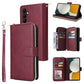 9 Card Slots Zipper Wallet Bag Leather Phone Case