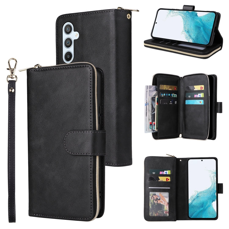 9 Card Slots Zipper Wallet Bag Leather Phone Case
