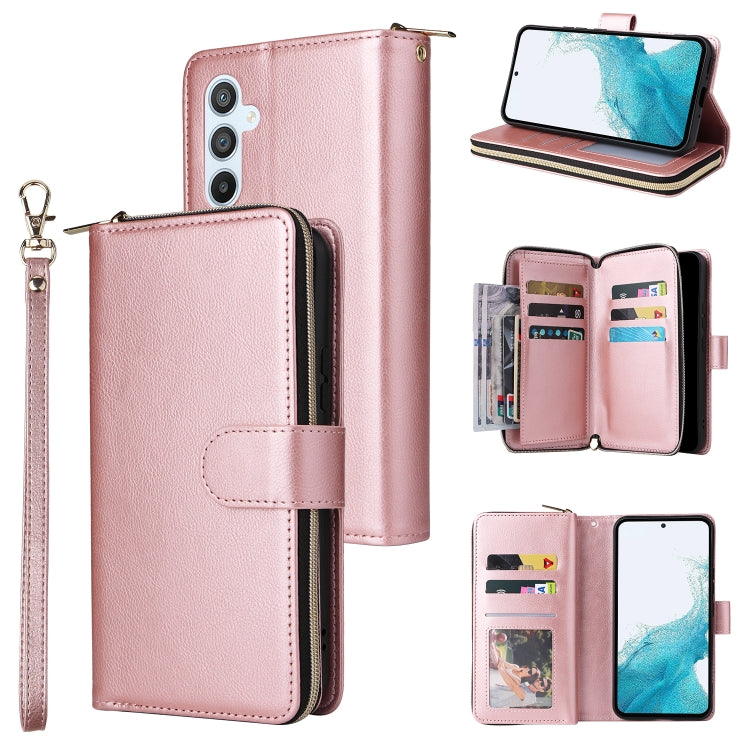 9 Card Slots Zipper Wallet Bag Leather Phone Case
