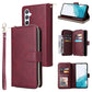 9 Card Slots Zipper Wallet Bag Leather Phone Case
