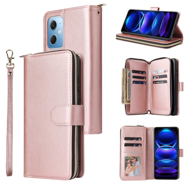 9 Card Slots Zipper Wallet Bag Leather Phone Case