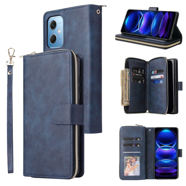 9 Card Slots Zipper Wallet Bag Leather Phone Case