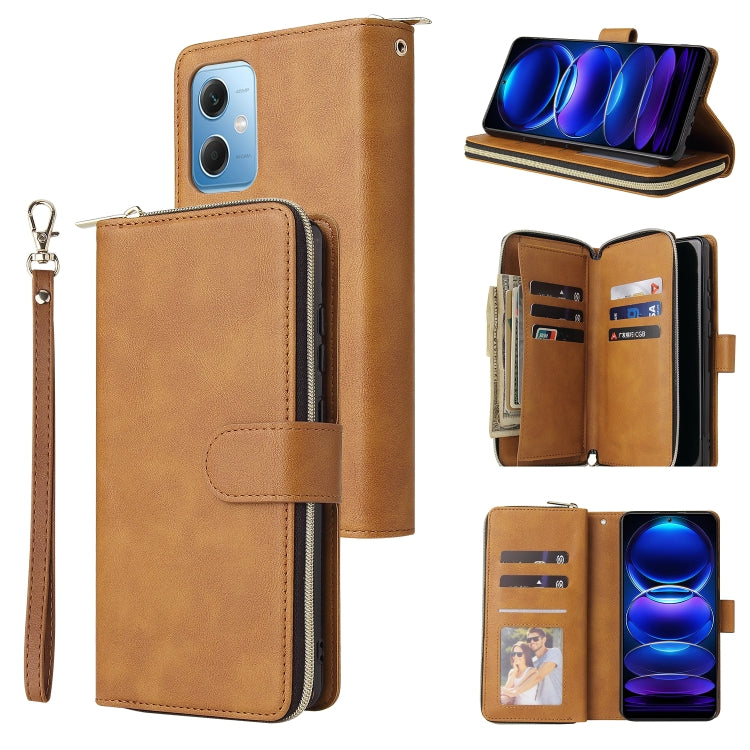 9 Card Slots Zipper Wallet Bag Leather Phone Case