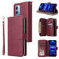 9 Card Slots Zipper Wallet Bag Leather Phone Case
