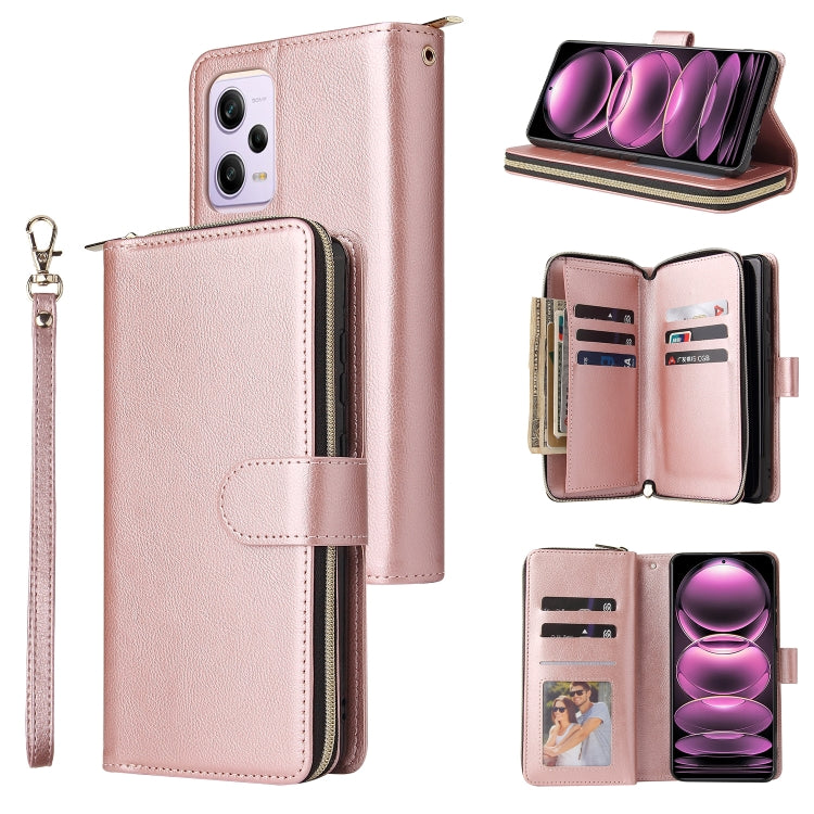 9 Card Slots Zipper Wallet Bag Leather Phone Case