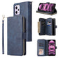 9 Card Slots Zipper Wallet Bag Leather Phone Case
