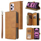 9 Card Slots Zipper Wallet Bag Leather Phone Case