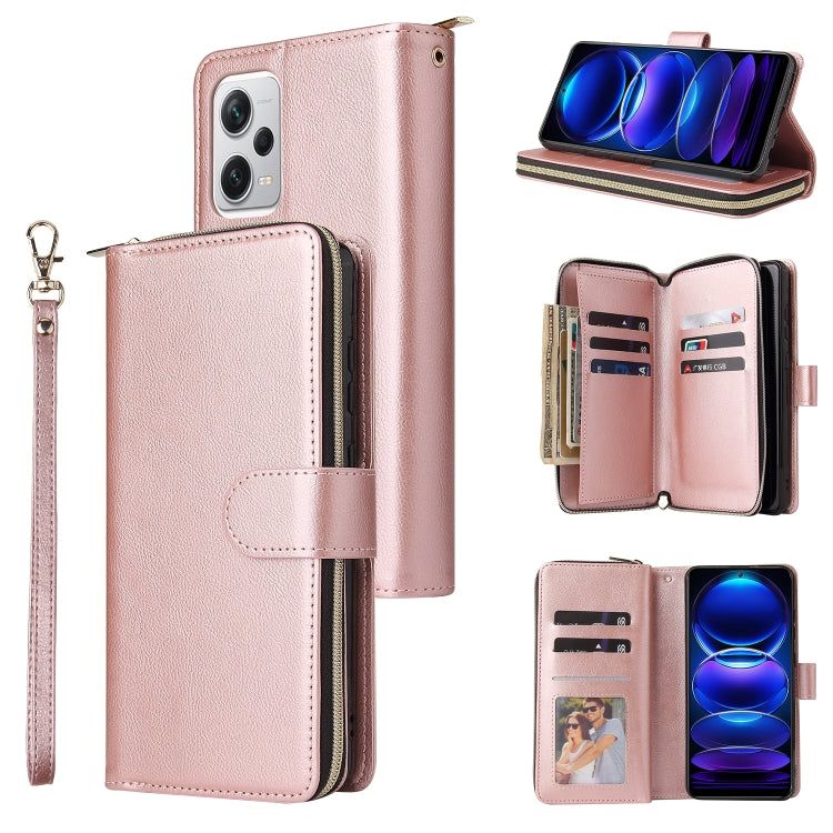 9 Card Slots Zipper Wallet Bag Leather Phone Case