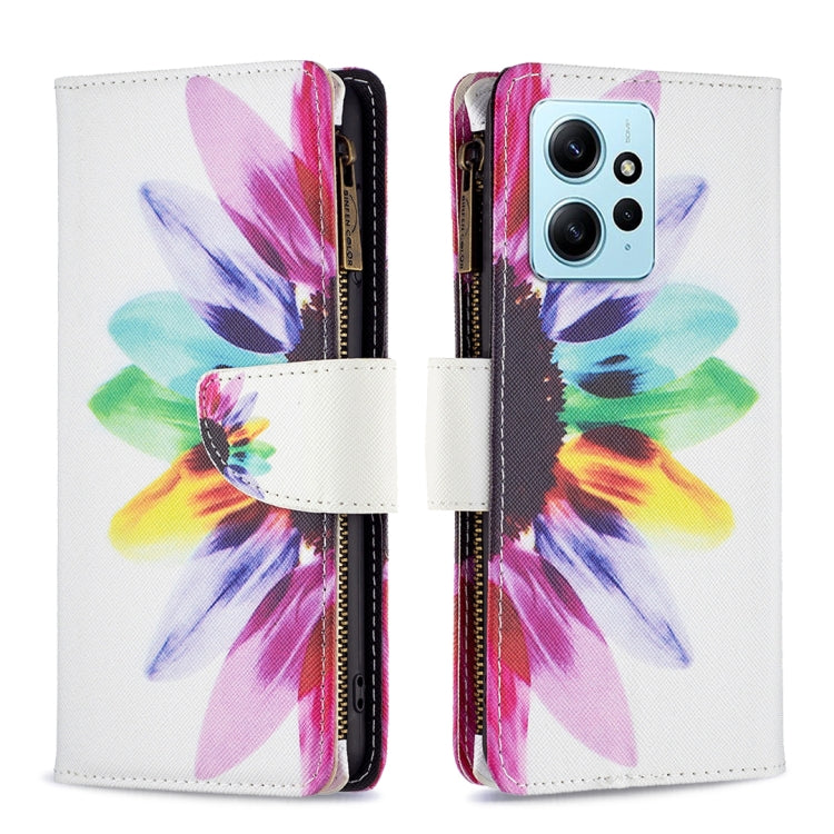 Colored Drawing Pattern Zipper Leather Phone Case