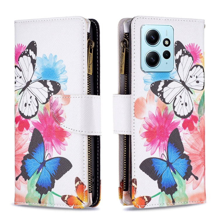 Colored Drawing Pattern Zipper Leather Phone Case