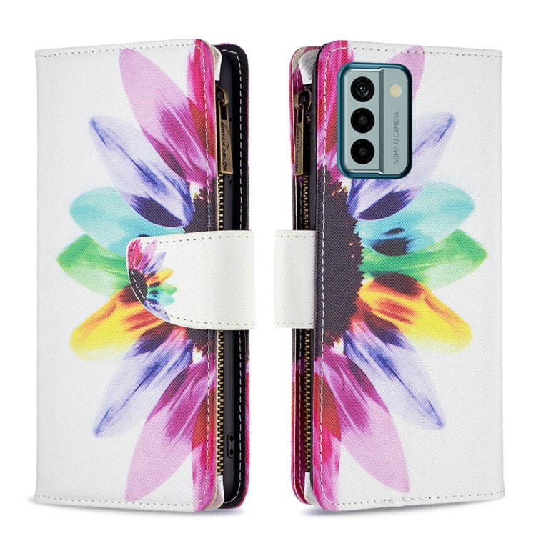 Colored Drawing Pattern Zipper Leather Phone Case