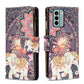 Colored Drawing Pattern Zipper Leather Phone Case