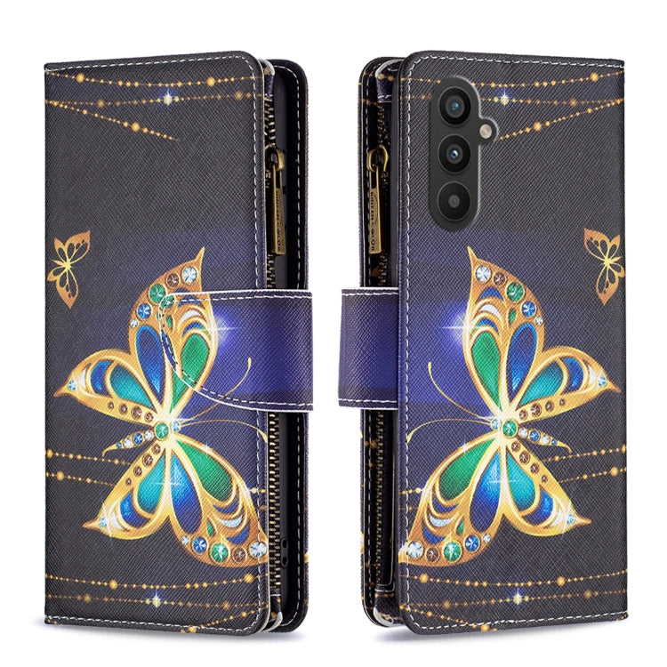 Colored Drawing Pattern Zipper Leather Phone Case