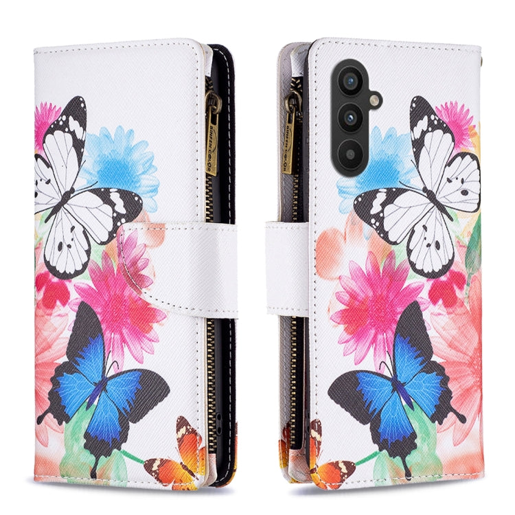 Colored Drawing Pattern Zipper Leather Phone Case