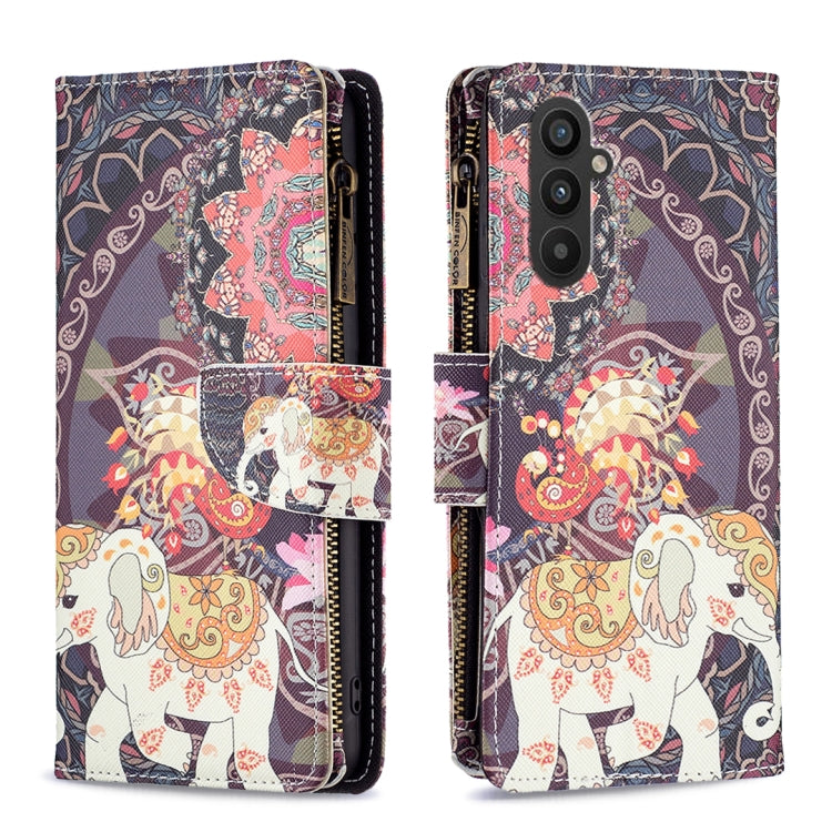 Colored Drawing Pattern Zipper Leather Phone Case