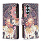 Colored Drawing Pattern Zipper Leather Phone Case