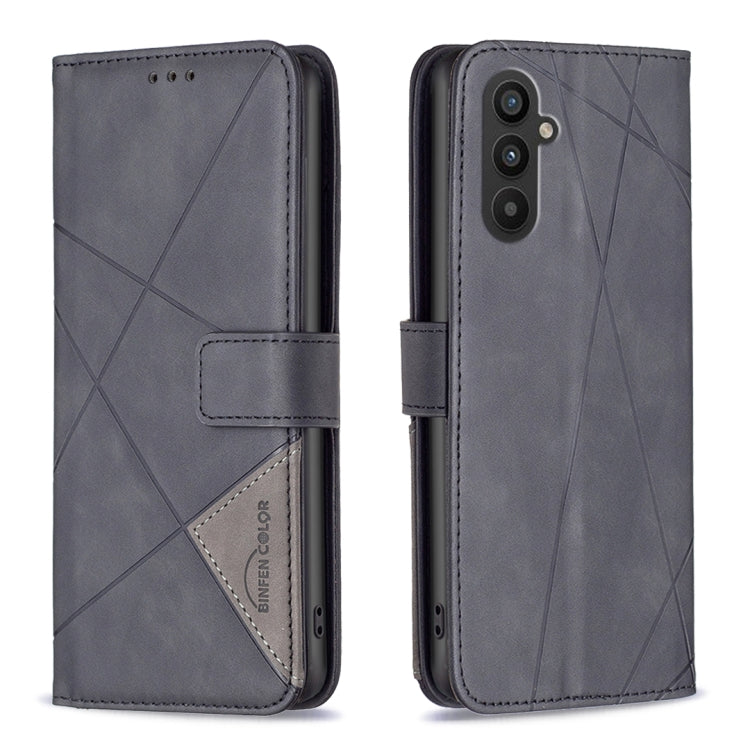 Magnetic Buckle Rhombus Texture Leather Phone Case