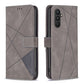 Magnetic Buckle Rhombus Texture Leather Phone Case