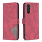 Magnetic Buckle Rhombus Texture Leather Phone Case