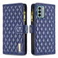 Diamond Lattice Zipper Wallet Leather Flip Phone Case