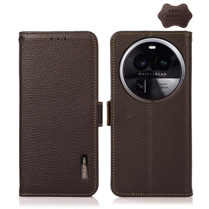 KHAZNEH Side-Magnetic Litchi Genuine Leather RFID Phone Case