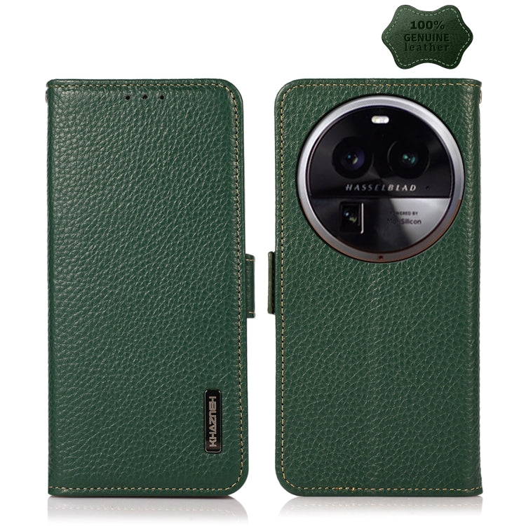 KHAZNEH Side-Magnetic Litchi Genuine Leather RFID Phone Case
