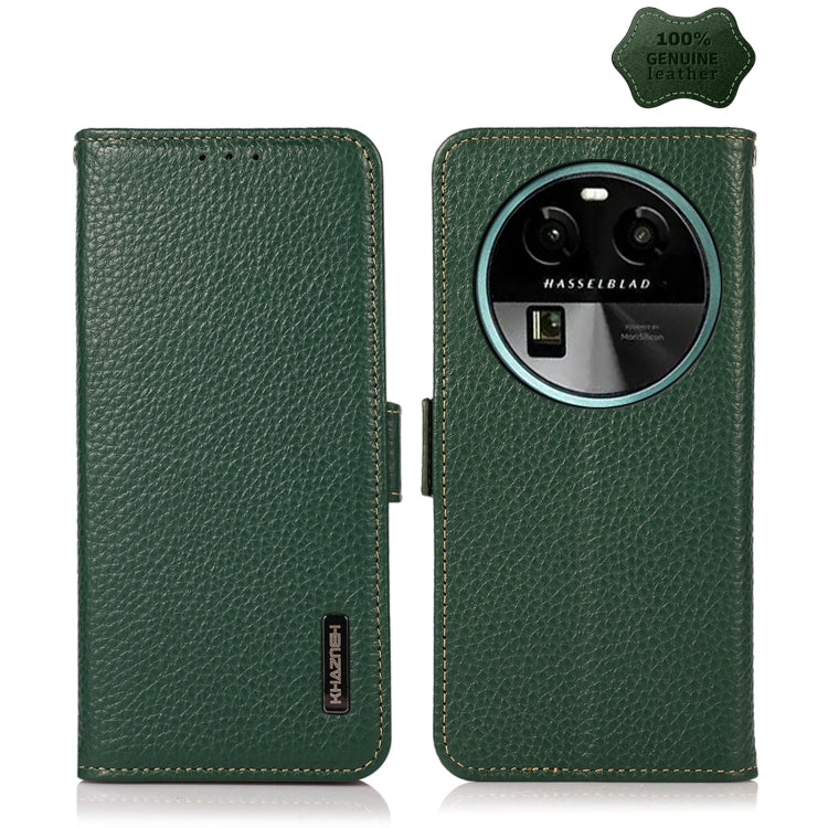 KHAZNEH Side-Magnetic Litchi Genuine Leather RFID Phone Case