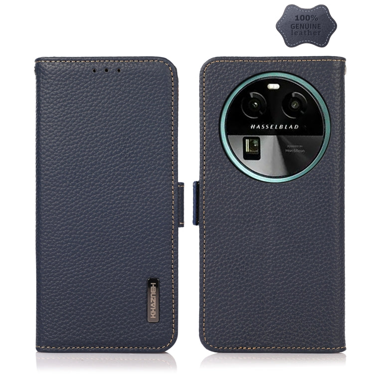 KHAZNEH Side-Magnetic Litchi Genuine Leather RFID Phone Case