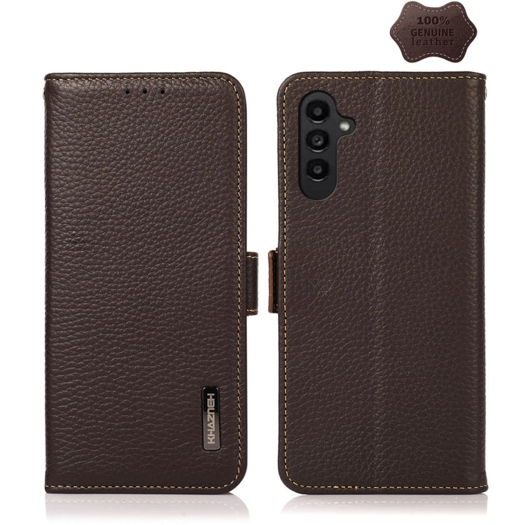 KHAZNEH Side-Magnetic Litchi Genuine Leather RFID Phone Case