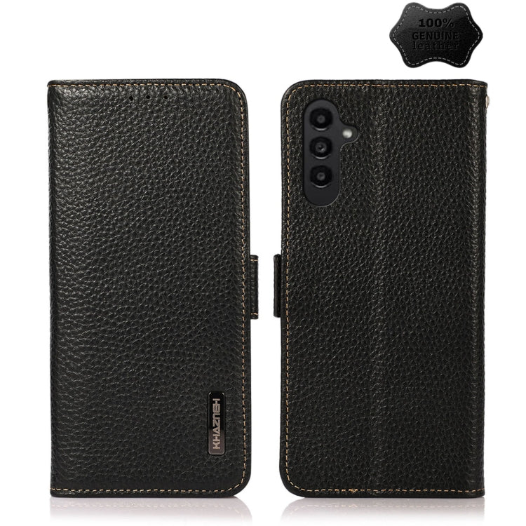 KHAZNEH Side-Magnetic Litchi Genuine Leather RFID Phone Case