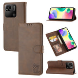 Embossed Happy Cat Pattern Flip Leather Phone Case