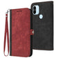 Side Buckle Double Fold Hand Strap Leather Phone Case