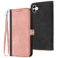 Side Buckle Double Fold Hand Strap Leather Phone Case