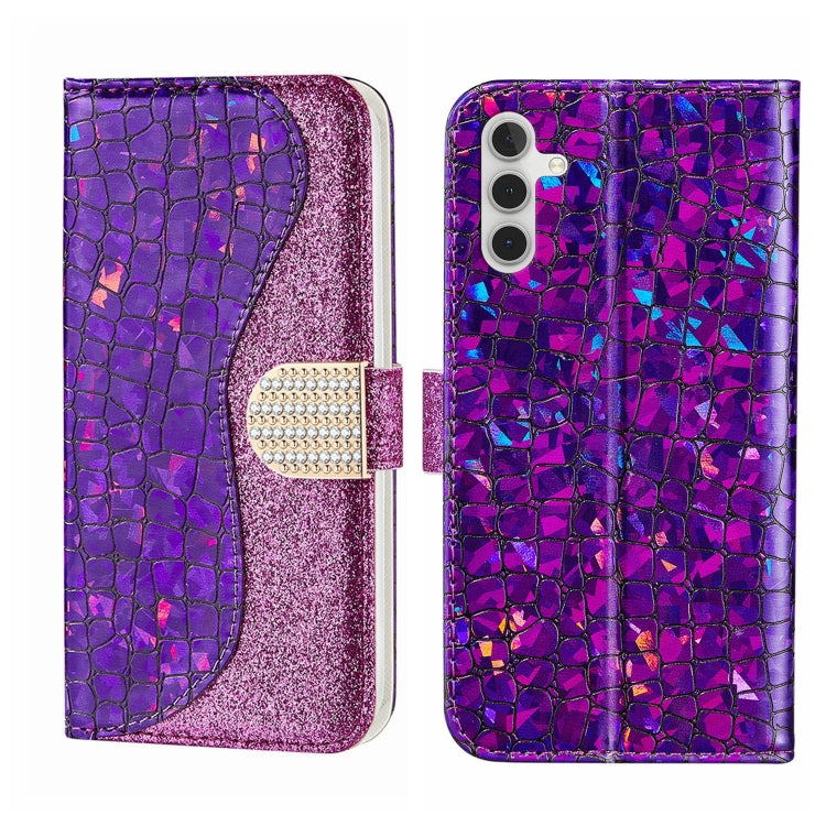 Laser Glitter Powder Crocodile Texture Leather Phone Case