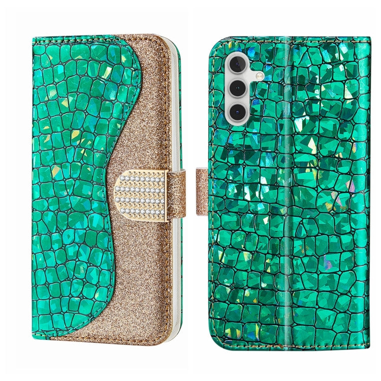 Laser Glitter Powder Crocodile Texture Leather Phone Case