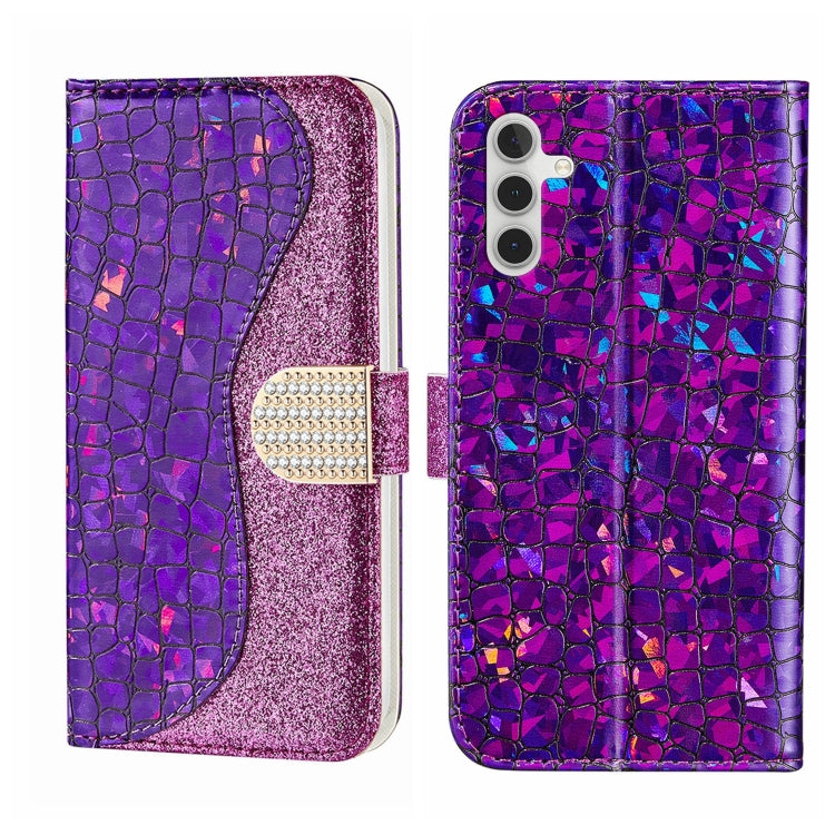 Laser Glitter Powder Crocodile Texture Leather Phone Case